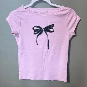 Abercrombie kids Pink Bow Kids T-Shirt with pearl detail sz 13/14